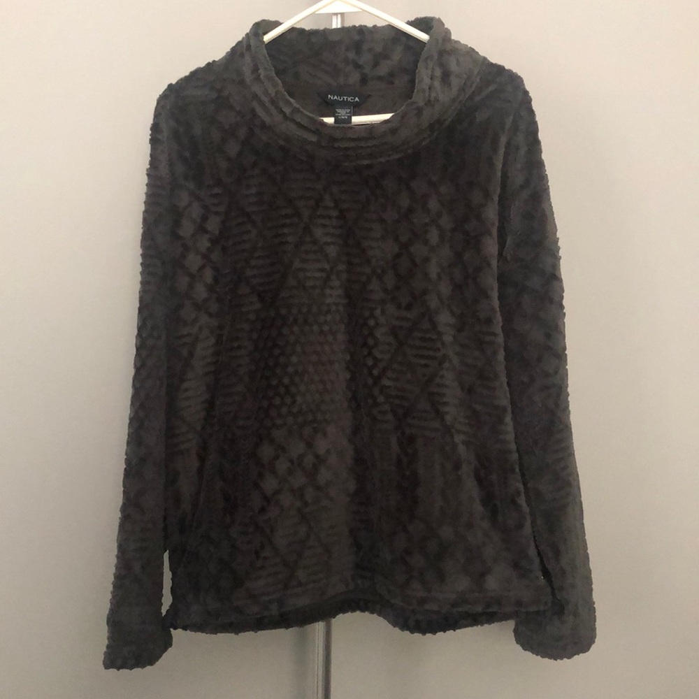 Nautica Jacquard Top in Dark Grey Size Large